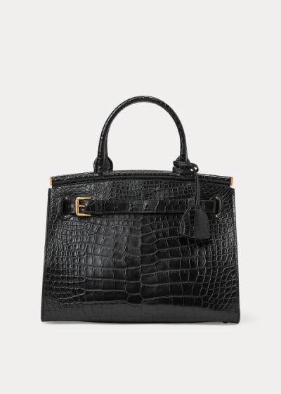 Bolsos De Mano Ralph Lauren Mujer Negros - Alligator Medium RL50 - VIXGY2103